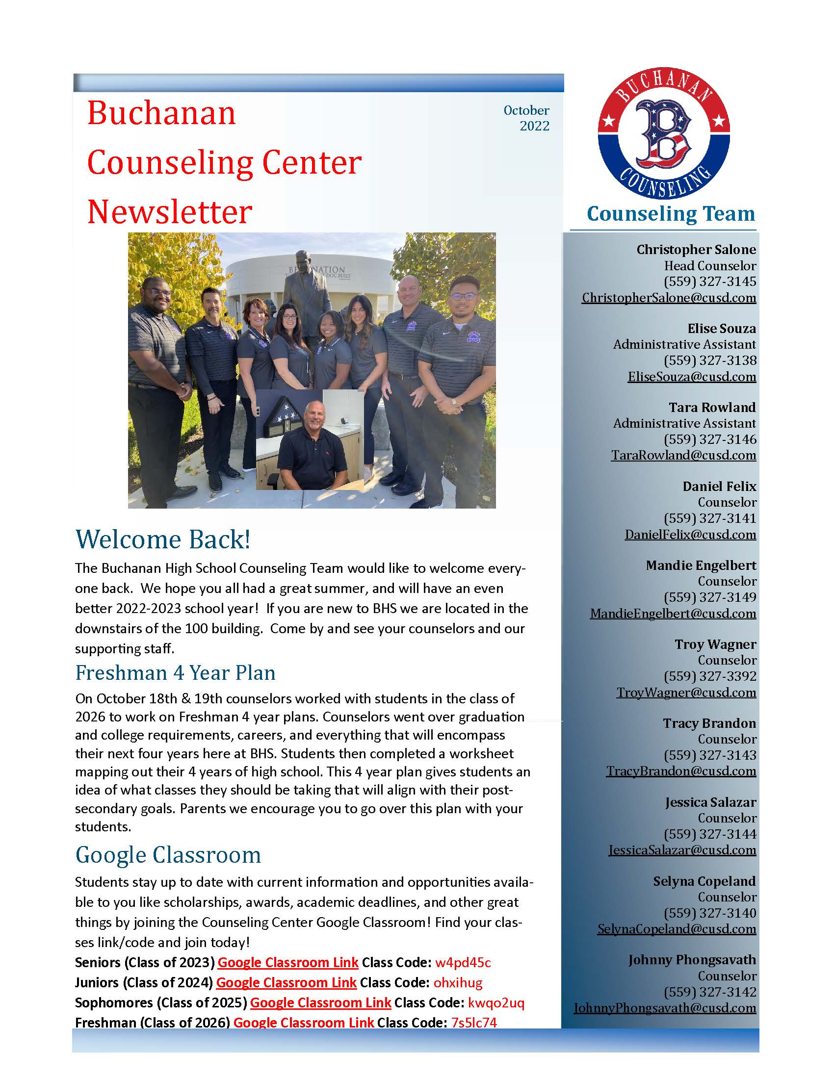 Counseling Center October 2022 Newsletter